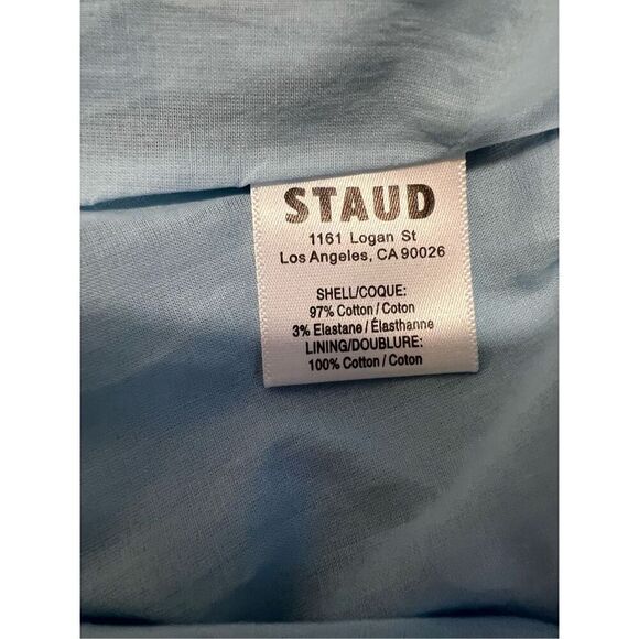 STAUD Women's Blue Fit & Flare Laelia Puff Sleeve Mini Dress Size 6 NWOT - Picture 7 of 8